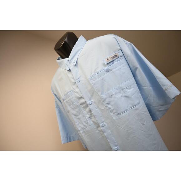 Columbia PFG Vented Fishing Shirt Blue Omni-Shade Camp Shirt Mens Sz 2XL XXL - Picture 1 of 11
